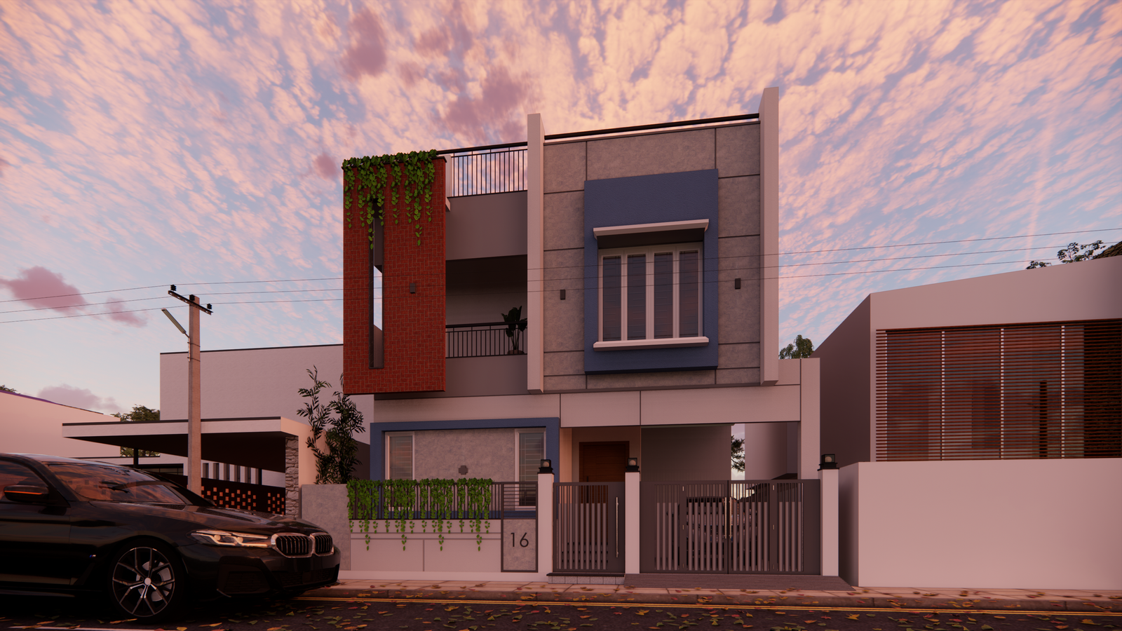 3D architectural rendering of a modern residential home by Urbanspace Builders in Chennai.