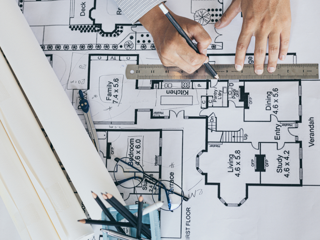 Architectural drawing for residential construction by Urbanspace Builders, featuring design and layout for residential projects in Chennai.